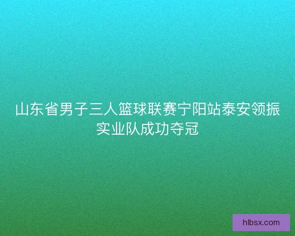 山东省男子三人篮球联赛宁阳站泰安领振实业队成功夺冠